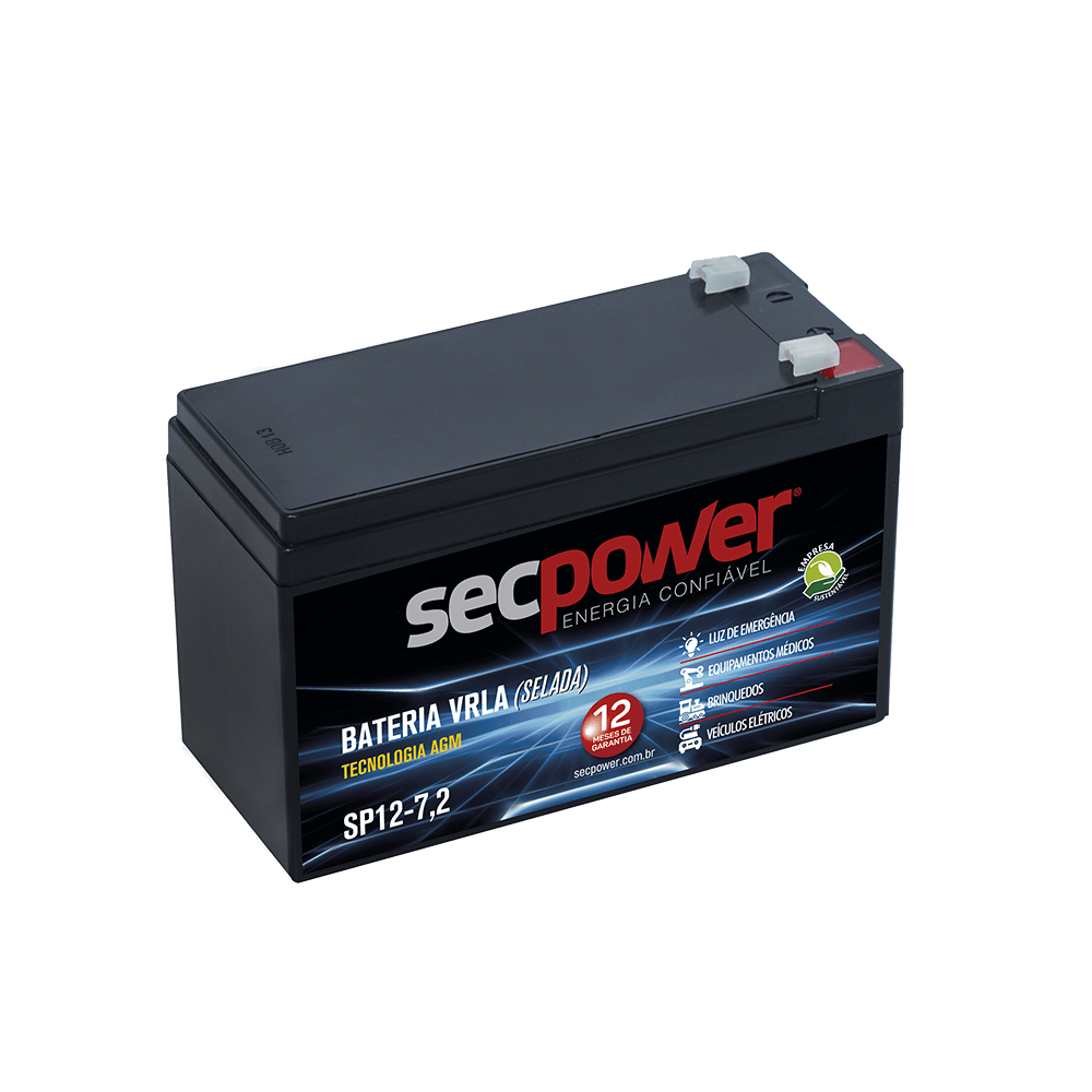 Bateria Chumbo Ácido VRLA AGM – Sec Power – SP12-7,2