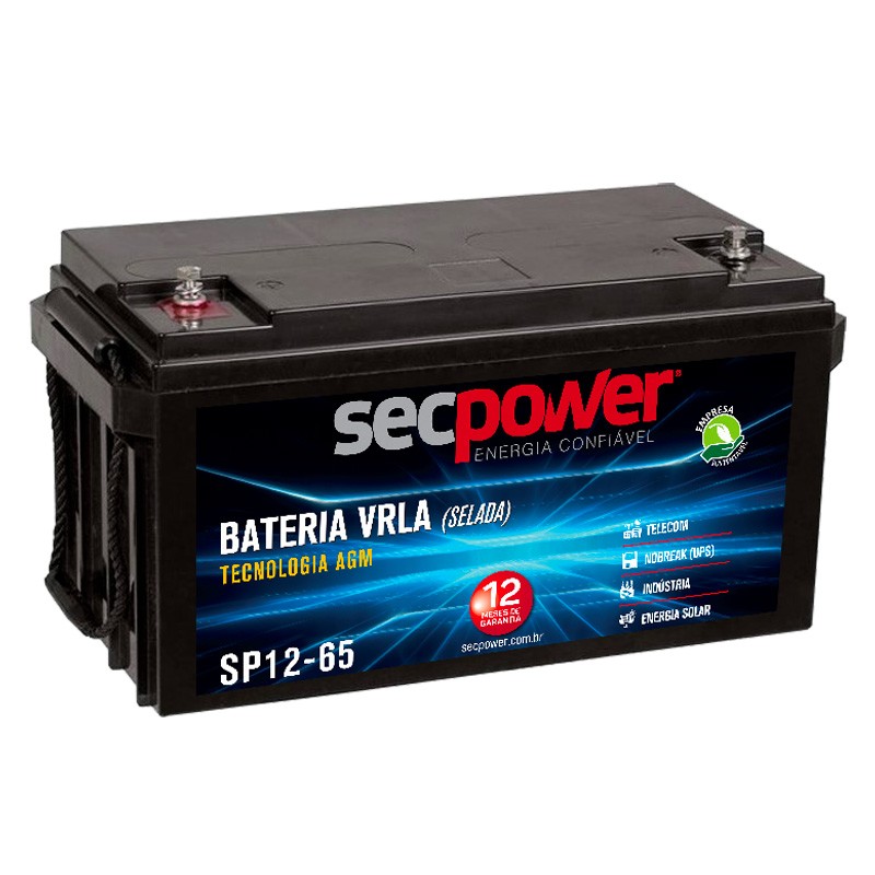 Bateria Chumbo Ácido VRLA AGM – Sec Power – SP12-65