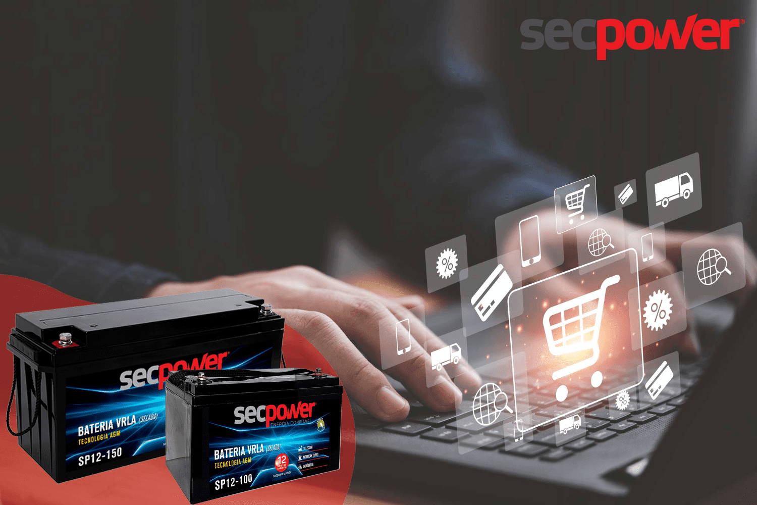 Foto conceitual de e-commerce. Como aumentar as vendas online de baterias VRLA?