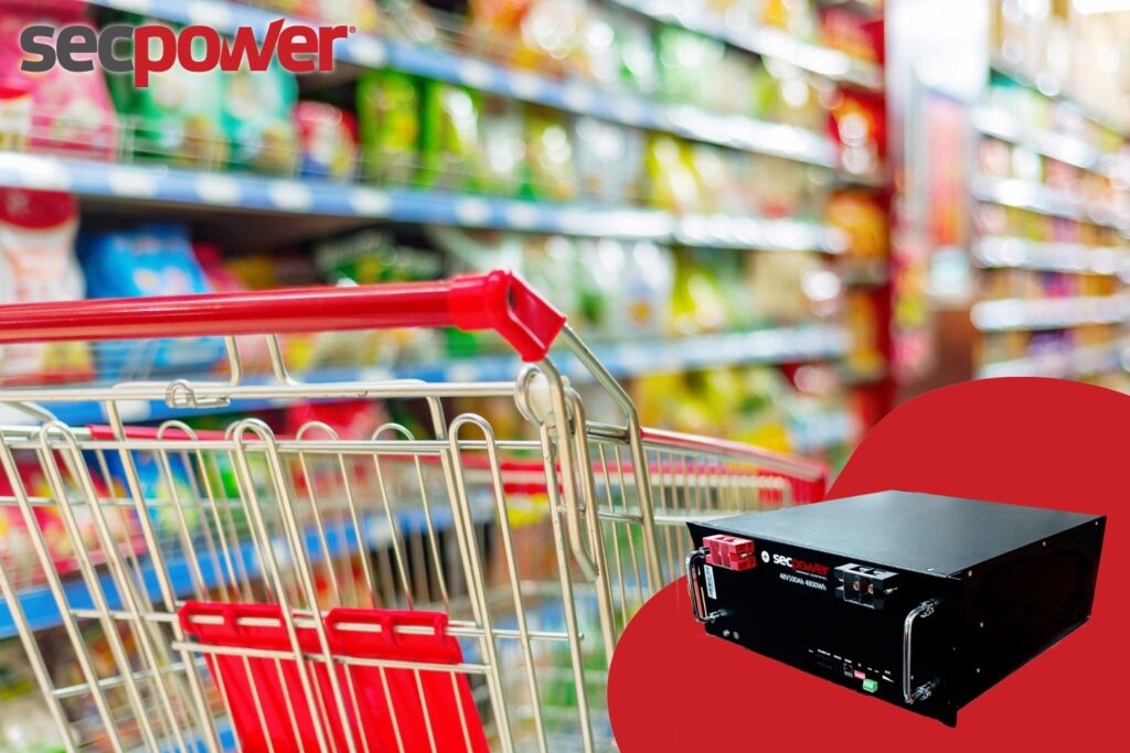 Possível queda de energia em supermercados, as baterias de lítio evitam os prejuízos causados por esse possível imprevisto
